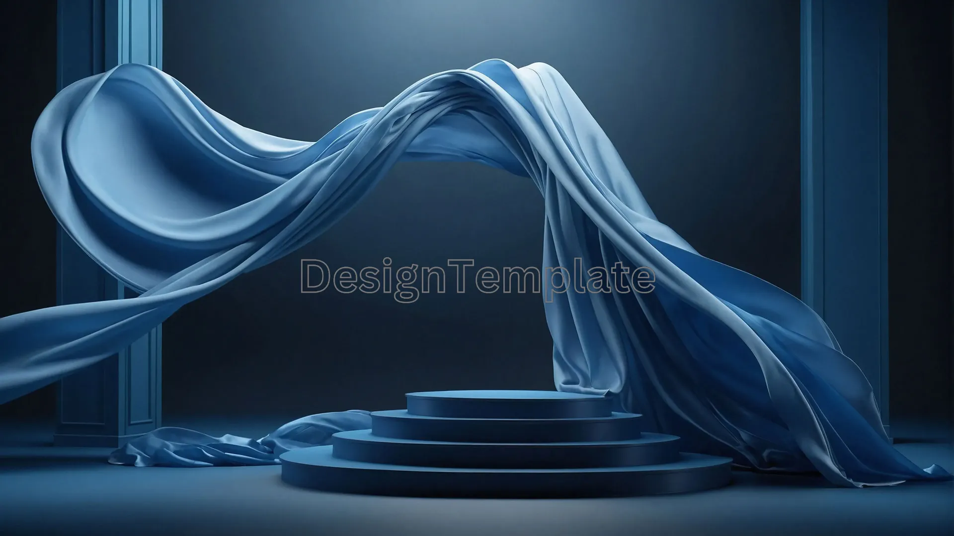 Elegant 3D Podium with Flowing Silk Cloth Image